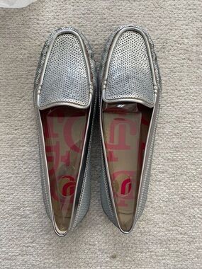 Joan & David Brand New Silver Sequined Loafers